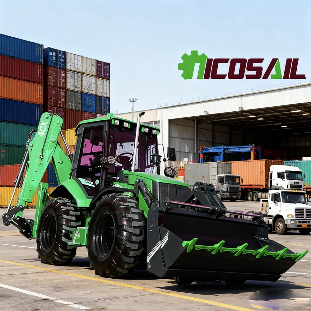 Tania sprzedaż nowego mini traktora z koparką, ładowarką i bagrem kołowym.