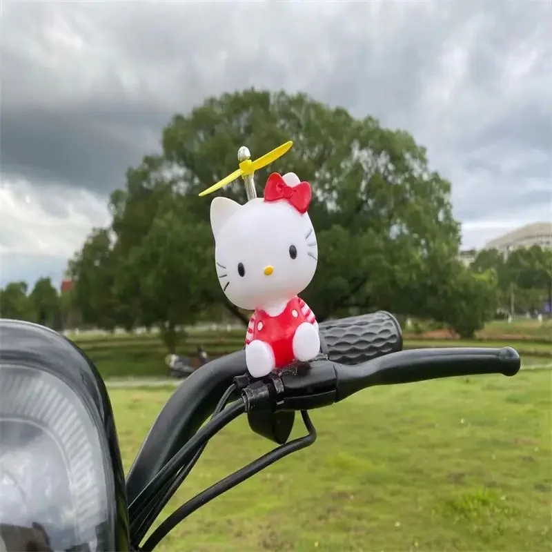 Kawaii Genuine Sanrio Motorcycle Bicycle Helmet Bamboo Dragonfly Hello Kitty Propeller Decoration Bicycle Riding Auto Parts