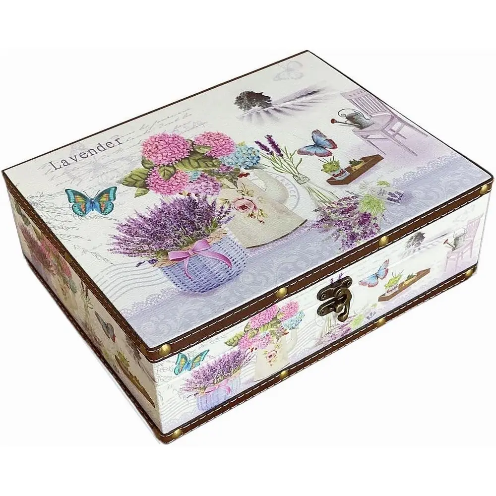 Cofre del Tesoro Decorativo, Caja de Almacenamiento de Madera Vintage con Superficie de Cuero PU para Joyas, Objetos Pequeños, Fotos - Caja de Recuerdos