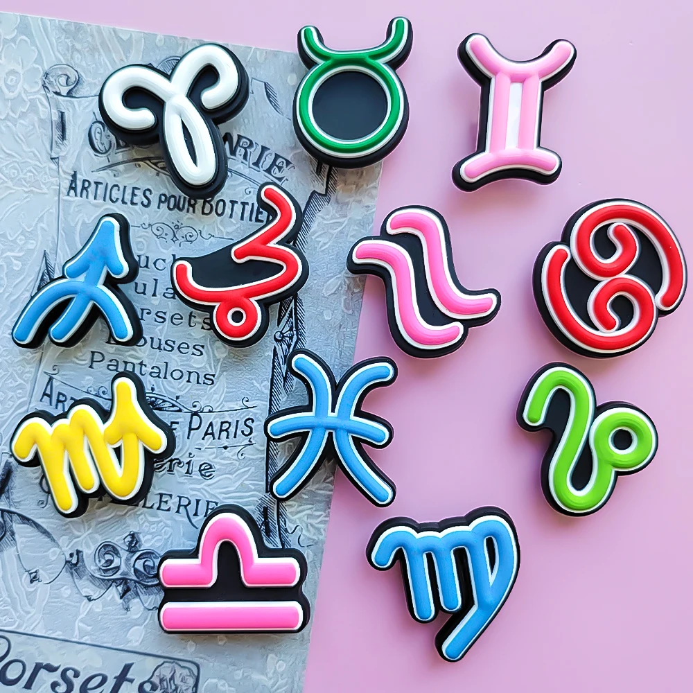 

12 PCS constellations Random PVC Sports Hole Decor Charms Breathable Sandals Slippers DIY Detachable Accessories