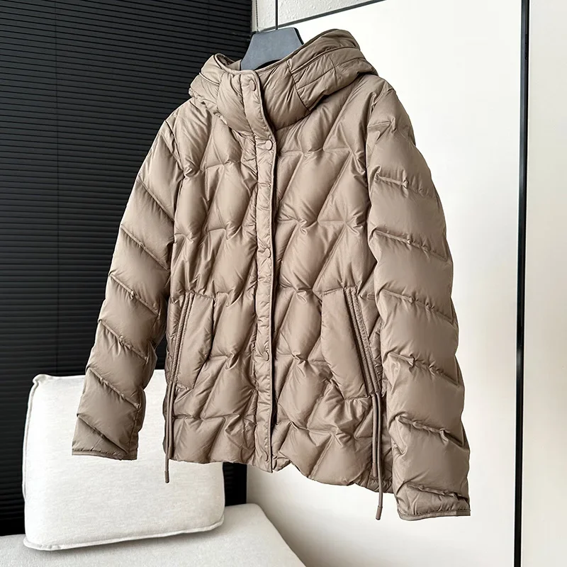 

European Winter Women's Down Jacket Commuting Fashion White Duck Down Slimming Jacket