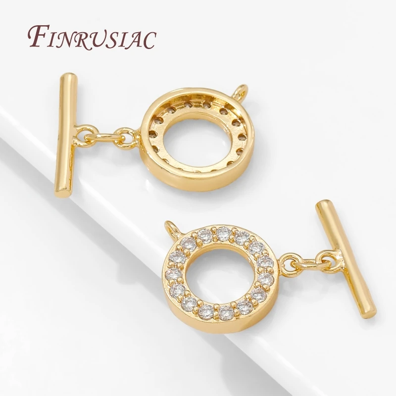 مشابك تبديل مطلية بالذهب عيار 18 قيراط للمجوهرات، أقفال للأساور، نحاس مع مشبك الزركون OT، إكسسوارات صنع القلادة ذاتية الصنع