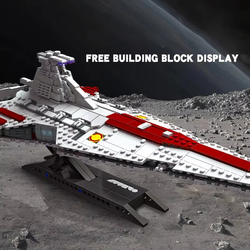 مجموعة بناء Galactic Empire Star Destroyer Venator مع حامل، طوب نموذج المركبة الفضائية DIY لمحبي البالغين، فكرة هدية المجمع