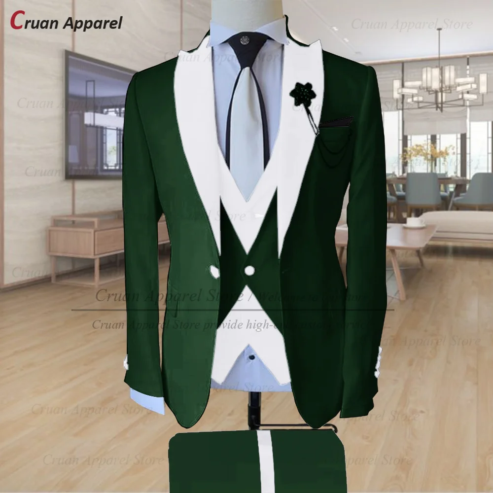 Sky Blue Suit Men Slim Fit Fashion Designs Blazer Vest Pants Set Tailor-made Luxury Business Prom Wedding Stage Tuxedos for Men