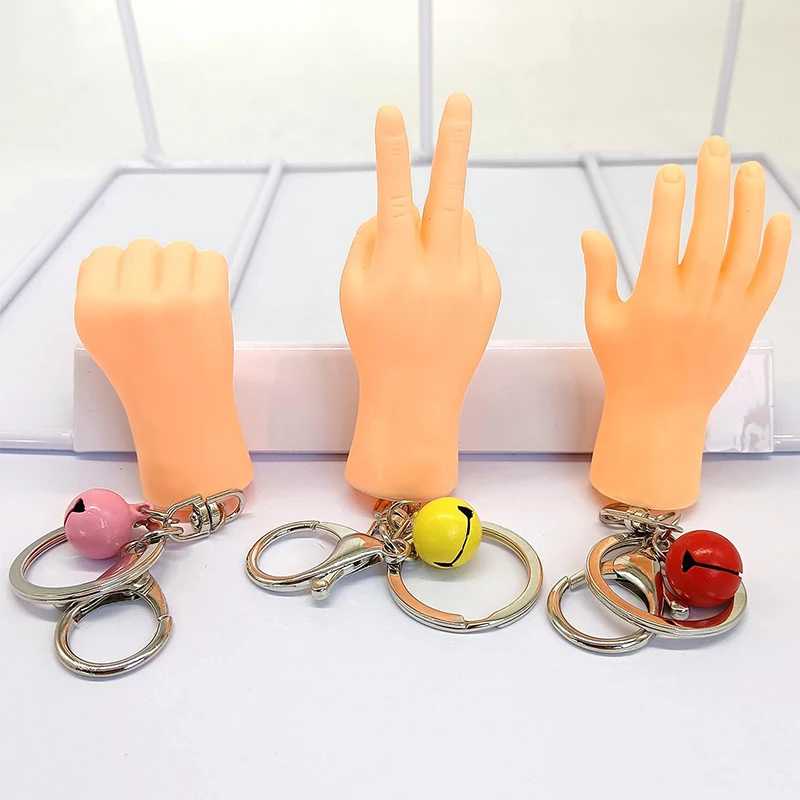 Creative Tiny Finger Hands Keychain Funny Finger Fidget Small Hand Palm Toys Pendant  Halloween Cosplay Props Novelty Toys