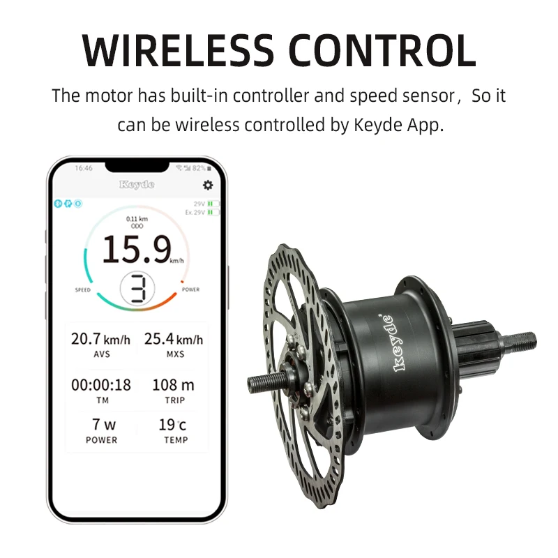 Keyde S100 kit motore mozzo posteriore controllo wireless 36V 250W conversione motore bici elettrica di piccole dimensioni semplice easykit fai da te