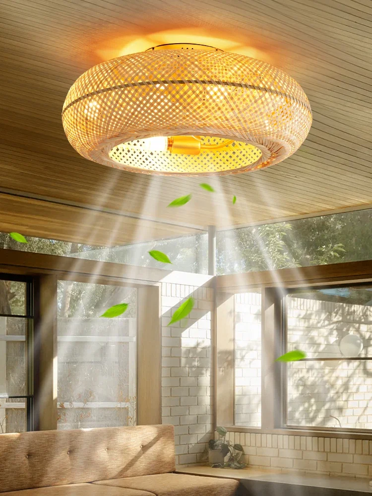 

Chinese-style ceiling light, quiet wind bamboo weaving bedroom, dining room, remote control frequency conversion ceiling light