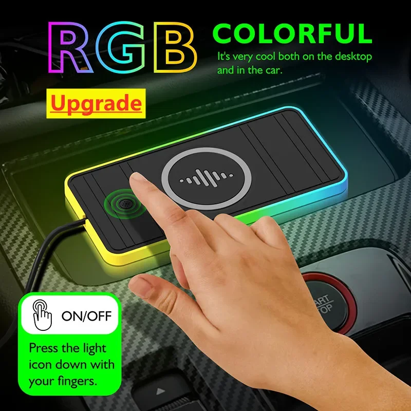 Supporto per caricabatterie Wireless per auto con luce RGB da 30W per iPhone15 14 13 12 Xiaomi Samsung Huawei ricarica Wireless per auto veloce