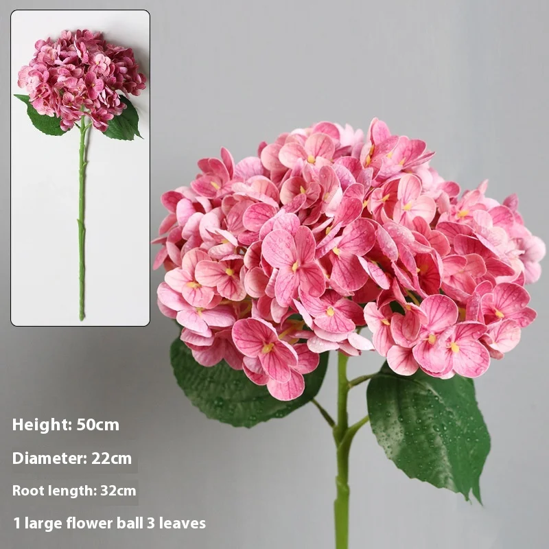 Hydrangea Artificial Flowers Real Touch Latex 21 inch Large Hydrangea for Home Decoration Bridal Bouquet Wedding 1Pcs