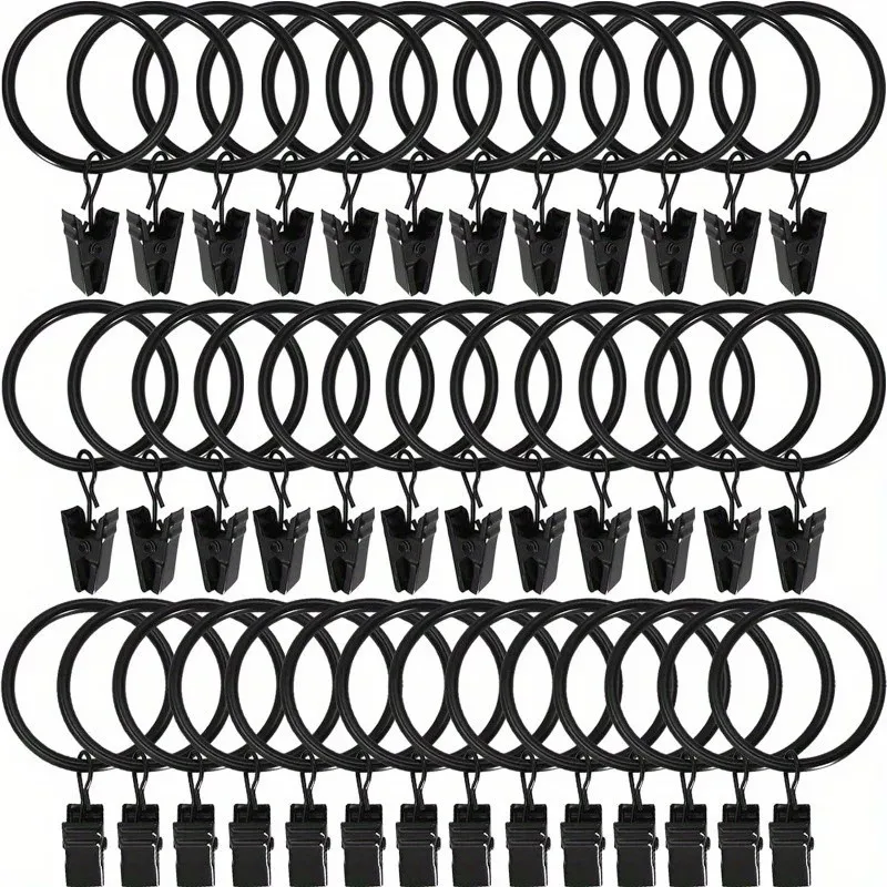 58 pcs 25mm Curtain Clip Rings, Sturdy Metal Ring and Strong Clip Grip, ideal for Bedroom Window Curtains