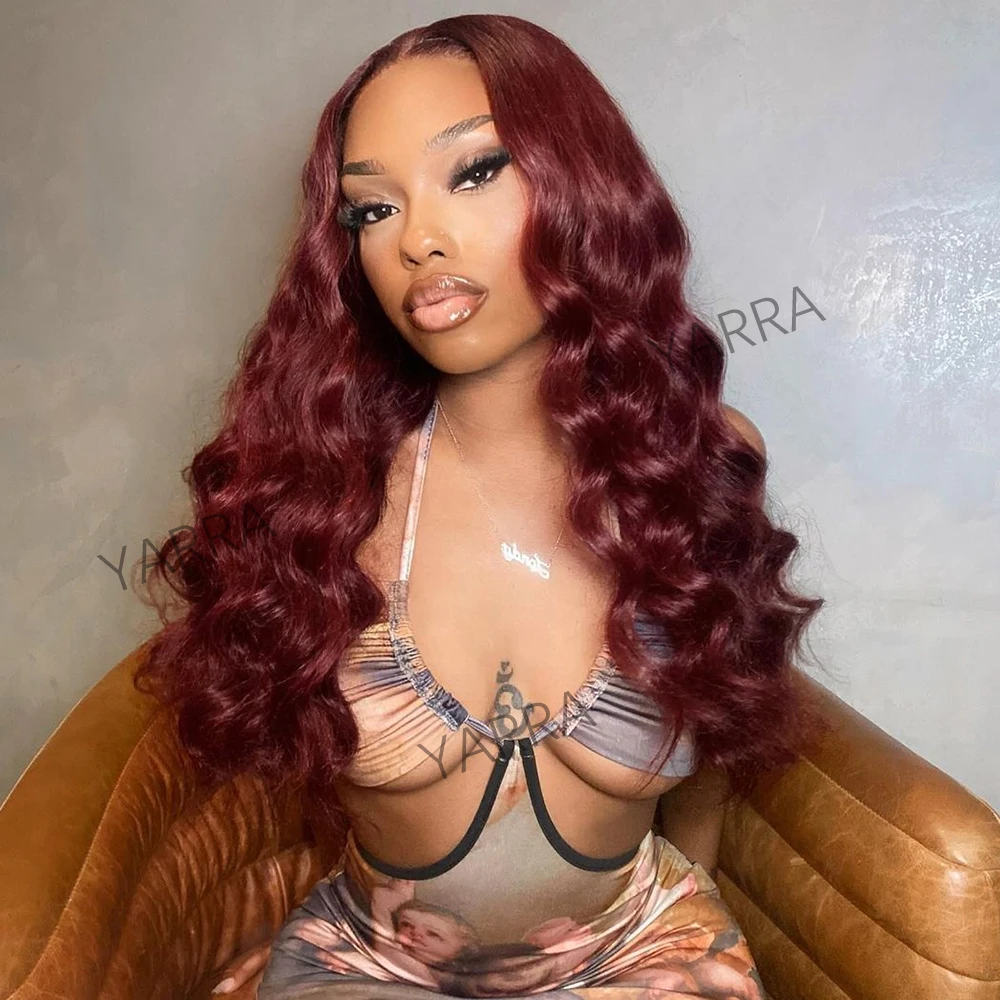 Dark 99J Glueless 13X4 Lace Front Human Hair Wig Loose Wave 13x6 Transparent Deep Lace Frontal Wig Burgundy 5X5 Lace Closure Wig