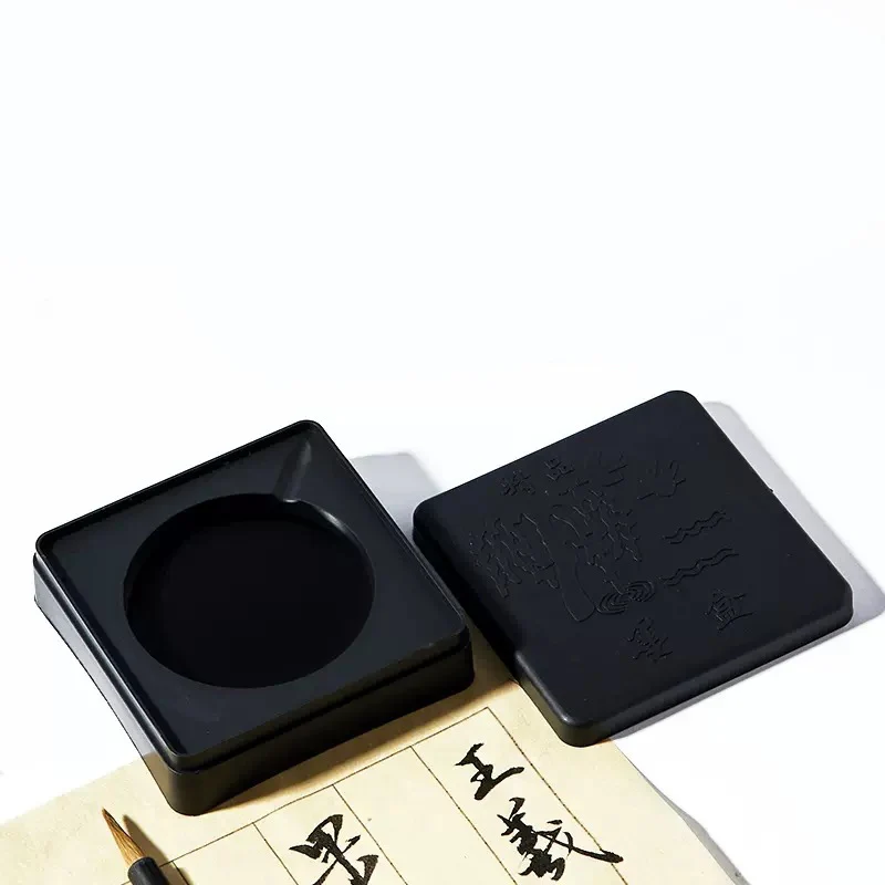 Square Plastic Inkstone Portable Anti Drop Ink Cartridges Chinese Calligraphy Supplies for Calligraphy Learning Brush Painting