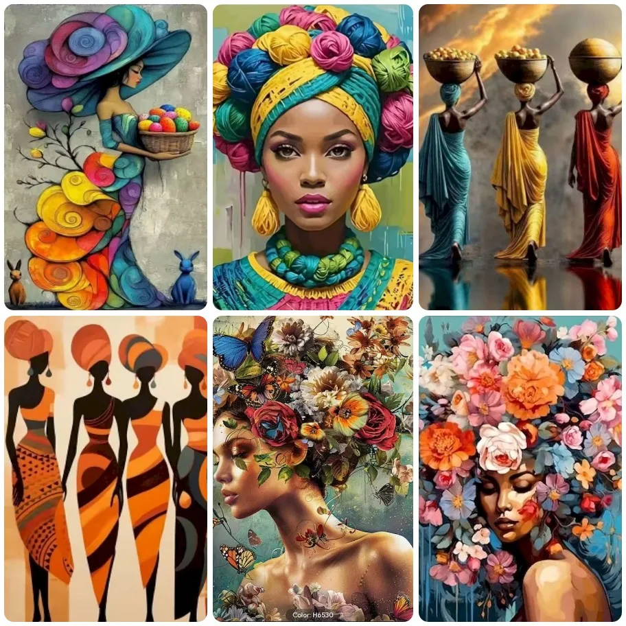 

DIY African Woman Portrait Jigsaw Puzzle, Vibrant Colorful Turban and Traditional Jewelry, Cultural Art for Home Decor