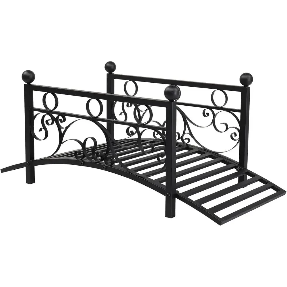 Elegant 3.3T Metal Outdoor Garden Bridge with Powder-Coated Finish and Security Guardrail