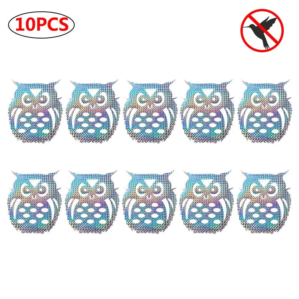 10pcs Laser Hanging Owl Bird Control Reflectors Spinners to Keep Birds Away Scarecrow Fake Owl Garden Bird Repellent