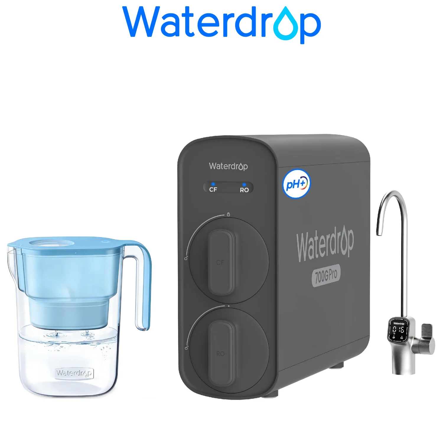 

[Dual Flow] Waterdrop G5P700A-Pro Alkaline Mineral pH+ Reverse Osmosis Water Filter, Including Waterdrop Water Filter Pitcher