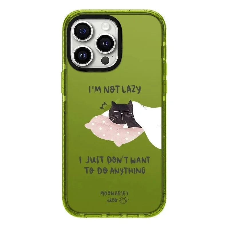 

2.0 Version Acrylic Upgrade Border Black Cat Morning Phone Case Cover for IPhone 11 12 13 14 15 Pro Max Case for IPhone 15 Pro