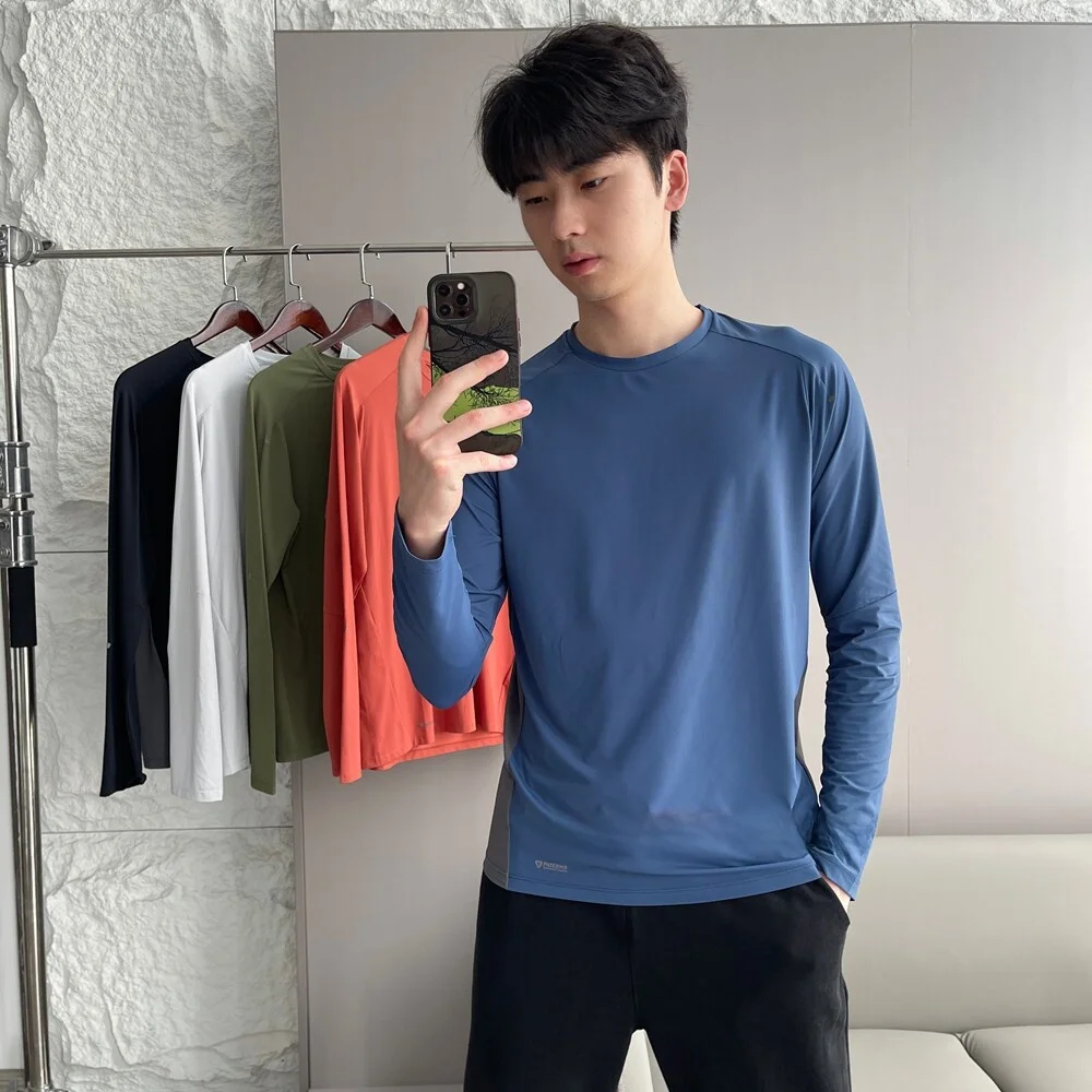 Pookytage Standard Fit Long Sleeve T-Shirt Breathable UV Protection Micro-Pore Sports Top for Men And Women Spring Summer