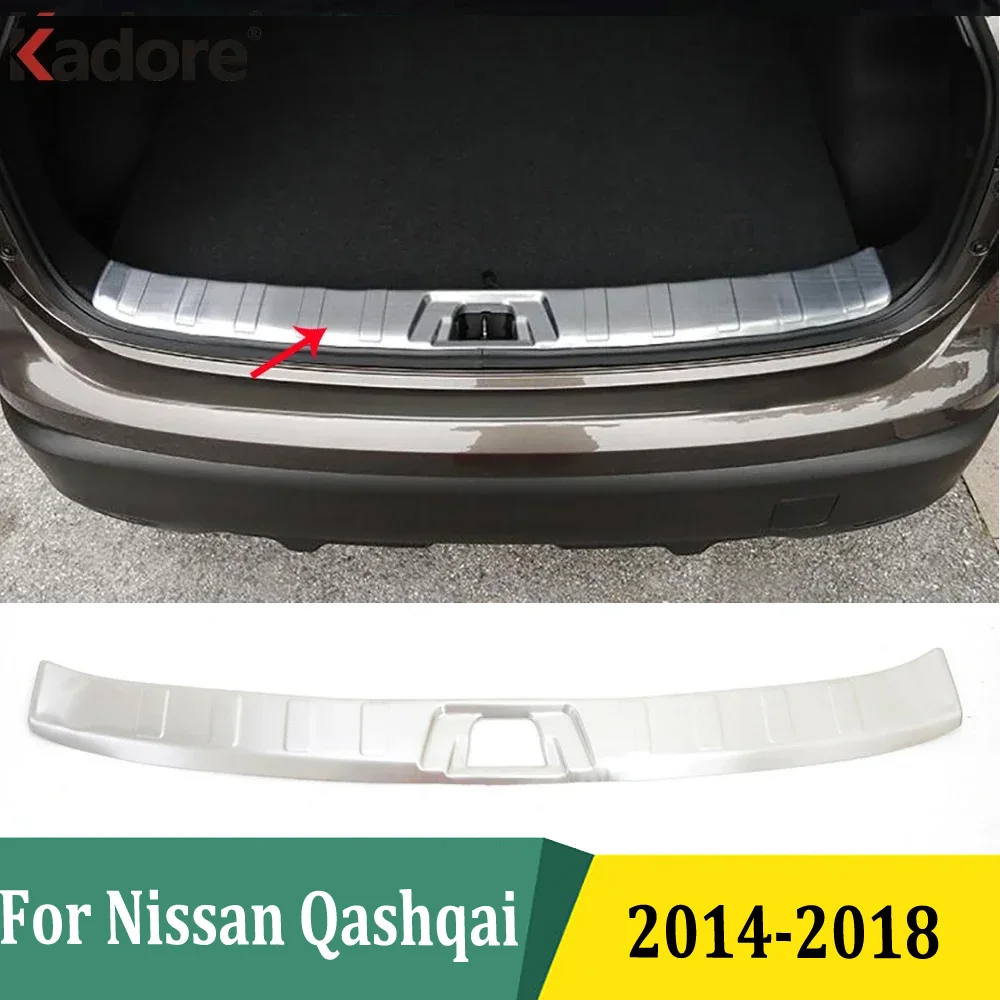 For Nissan Qashqai J11 2014 2015 2016 2017 2018 Inner Rear Bumper Pad Protector Trim Tail Trunk Scuff Cover Stainless