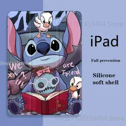 Disney Stitch Book Style Tablet Case for iPad Mini 1 2 3 Air 4 5 Pro 2021 11in Trifold Airbag Style Silicone Protective Cover