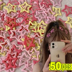 10/50pcs Colorful Star BB Hair Clips Girls Cute Star Barrettes Women Simple Metal Snap Clip Headdress Hair Jewelry Accessories