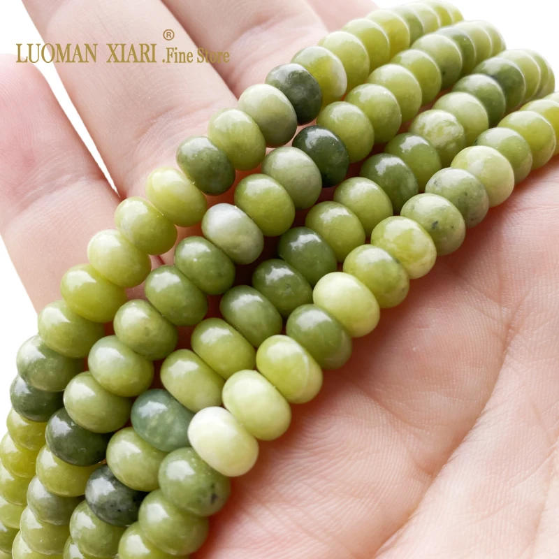 5x8MM Abacus AA Green Jade Natural Stone Loose Rondelle Spacer Beads for Jewelry Making Diy Bracelet Earrings Charms Accessories