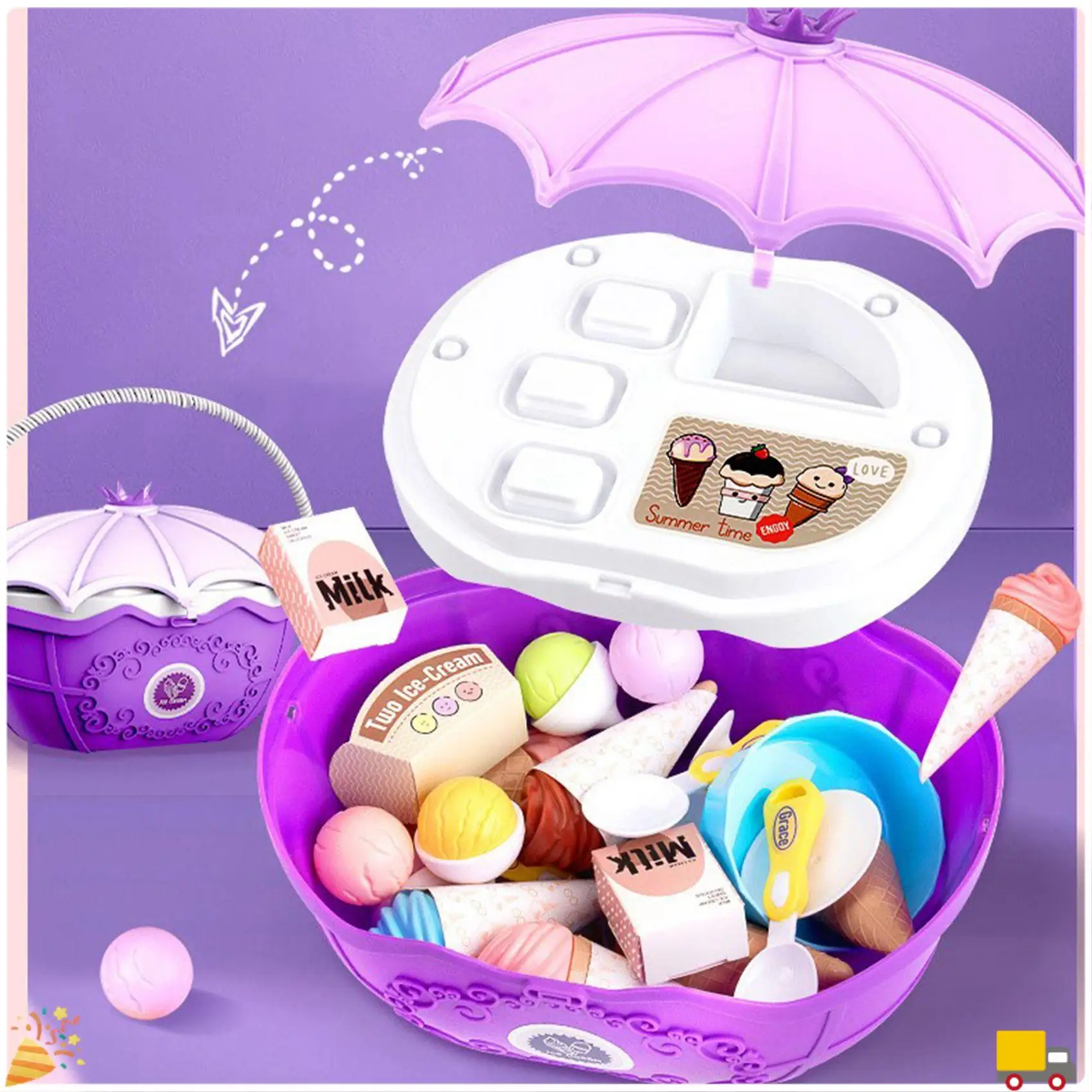 

Ice Cream Shop Toys For Kid - Toddler Ice Cream Maker And Store Cart Pretend Playset Scoop And Learn Edutational Toy