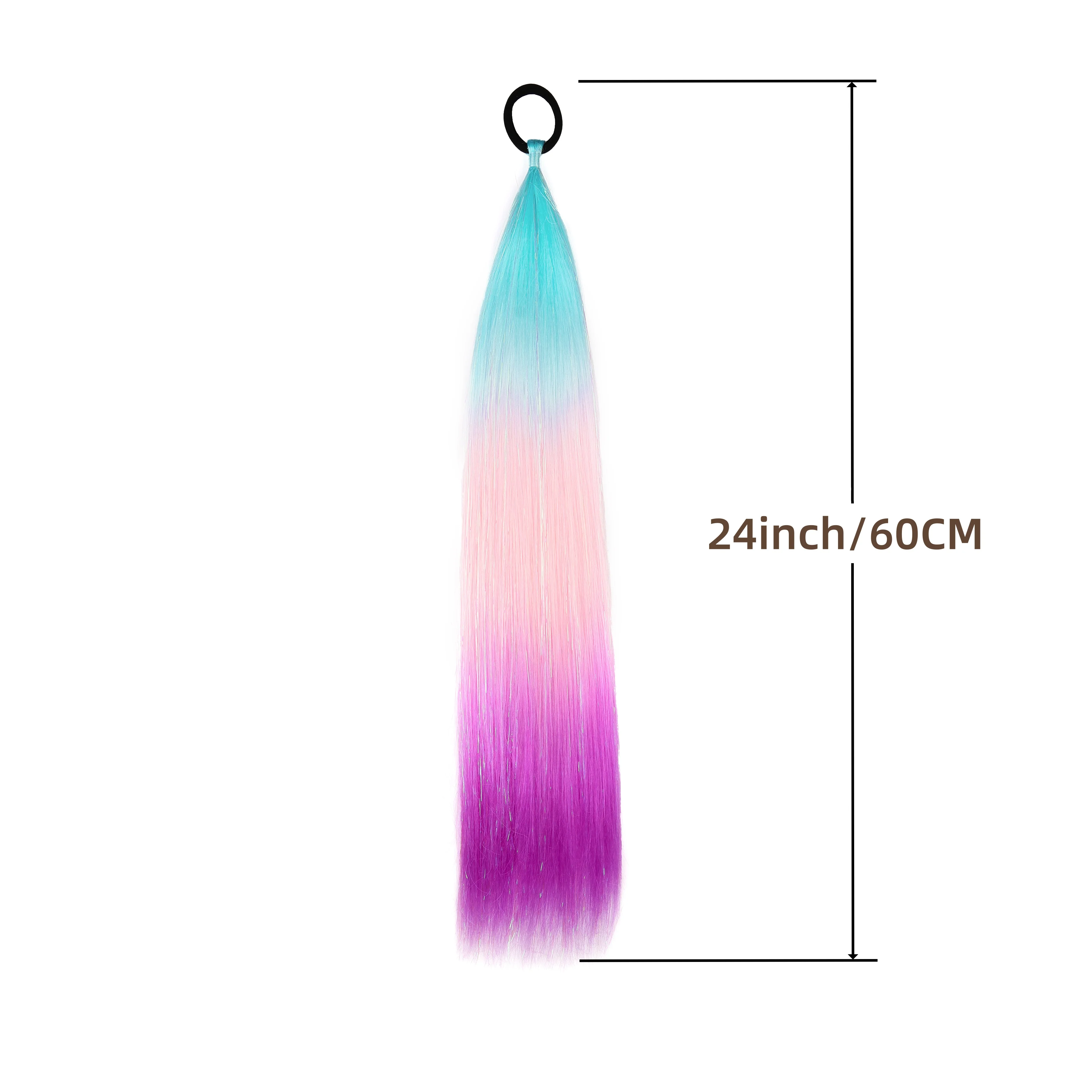 24 Inches Synthetic Straight Wrap Around Hair Extensions Box DIY Ponytail With Hair Tinsel Braids Hair Extensions Braids Ponytai