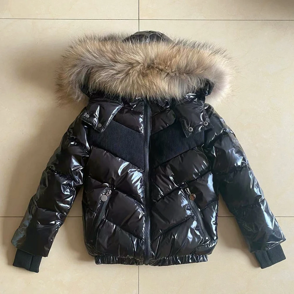 2024 Winter New Children\'s Down Jacket Boy Girl\'sNatural Fur Collar Detachable - 30 Degree  Cold Proof Parka Coat 2-16t