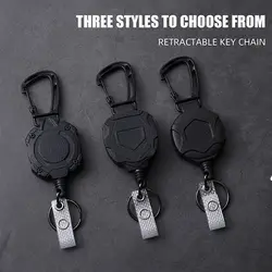 Retractable Badge Holder Heavy Duty Carabiner Keychain ID Card Holder with Retractable Badge Reel