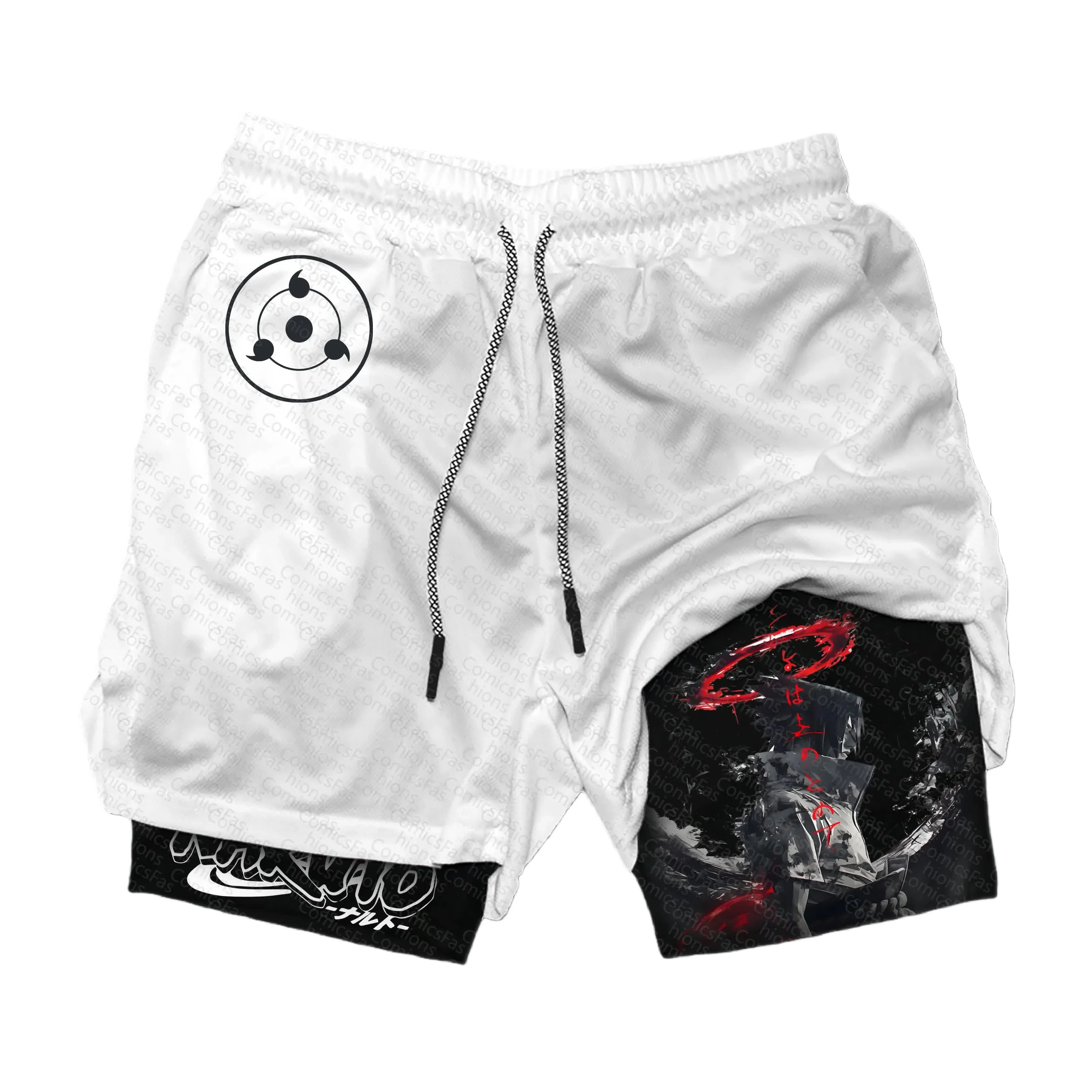 naruto-anime-sasuke-impressao-periferica-2025-verao-shorts-de-dupla-camada-para-homens-mulheres-viajando-esportes-diarios-shorts-esportivos