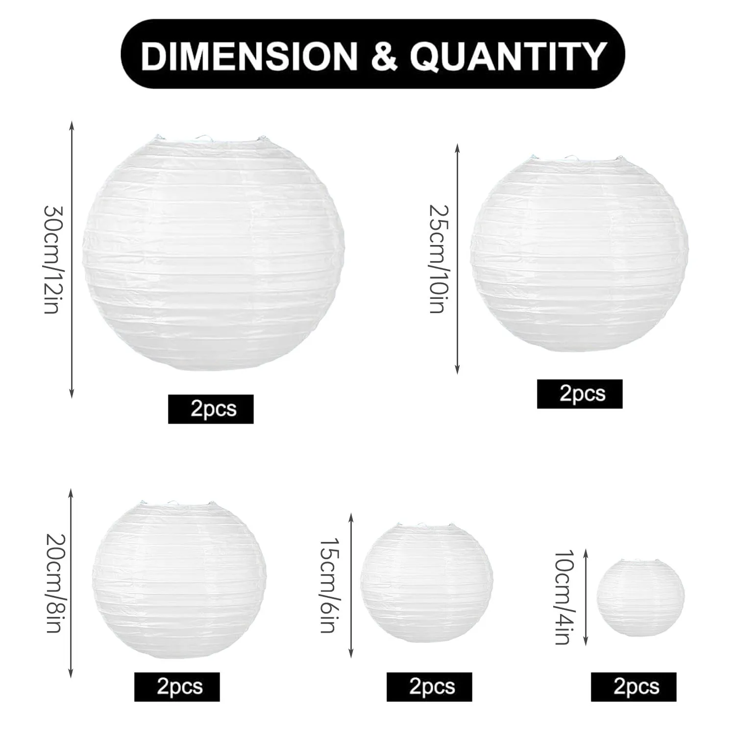 Schwarzgold-weiße runde Papierlaternen, dekorative hängende chinesische japanische Papierlaternen, Lampe für Jahrestag, Geburtstag, Hochzeit – Detail 27