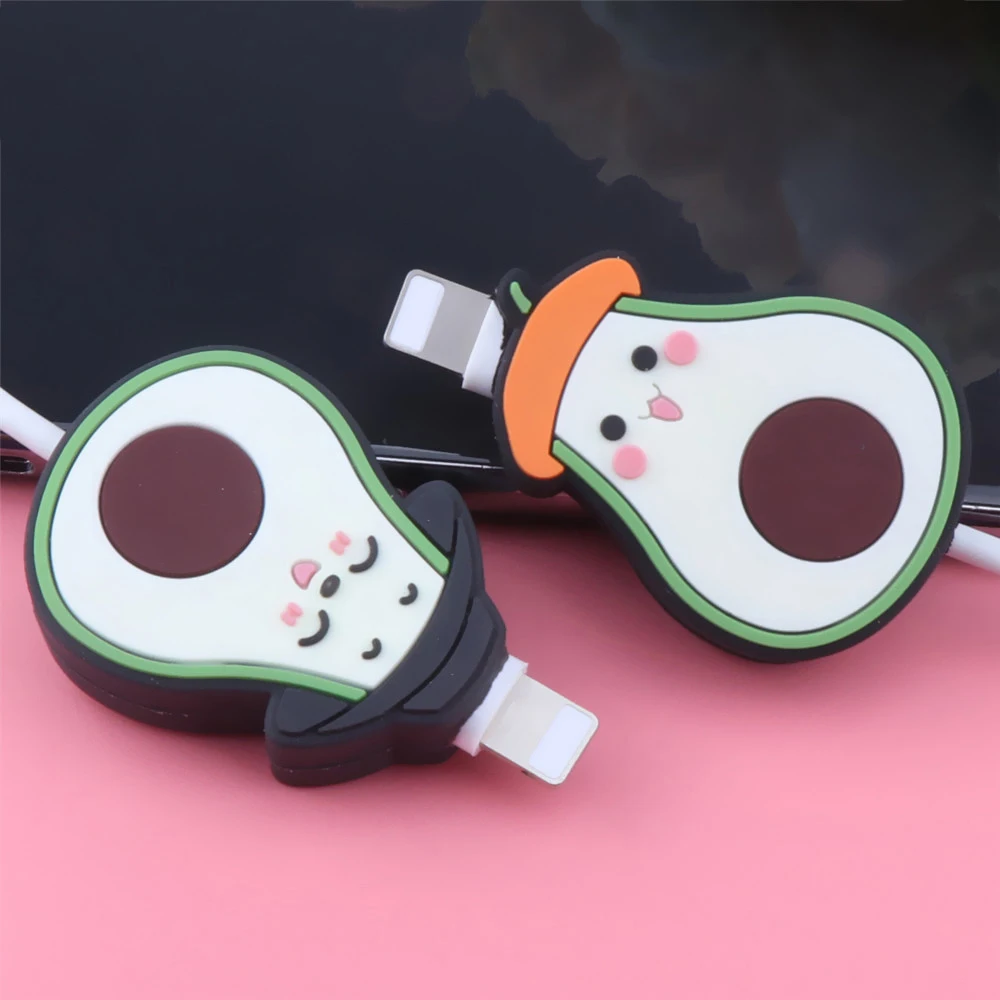 Avocado Cartoon Cable Protector Organizer Charger Protector Cable Winder Cute Data Line Cord Protective Cover For iPhone