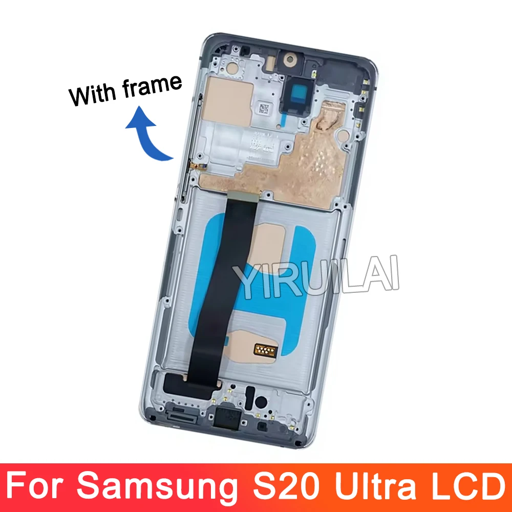 Tested S20 Ultra LCD With Frame For Samsung S20 Ultra 5G LCD G988 G988B SM-G988U Display Touch Screen Digitizer Replacement