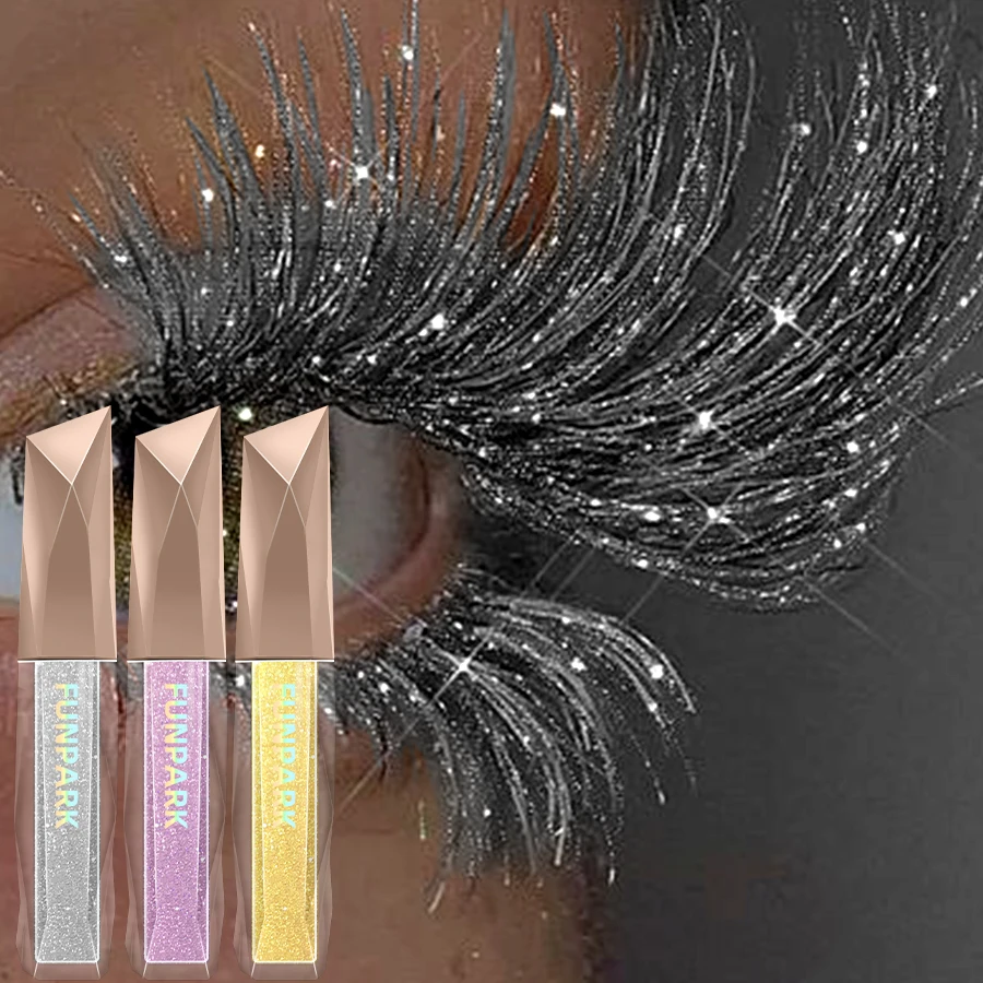 1pc Waterproof Diamond Shine Volume Curl Mascara-Glitter Snow Effect for Eye Lash Makeup Women's Cosmetic Smudge-proof Mascara