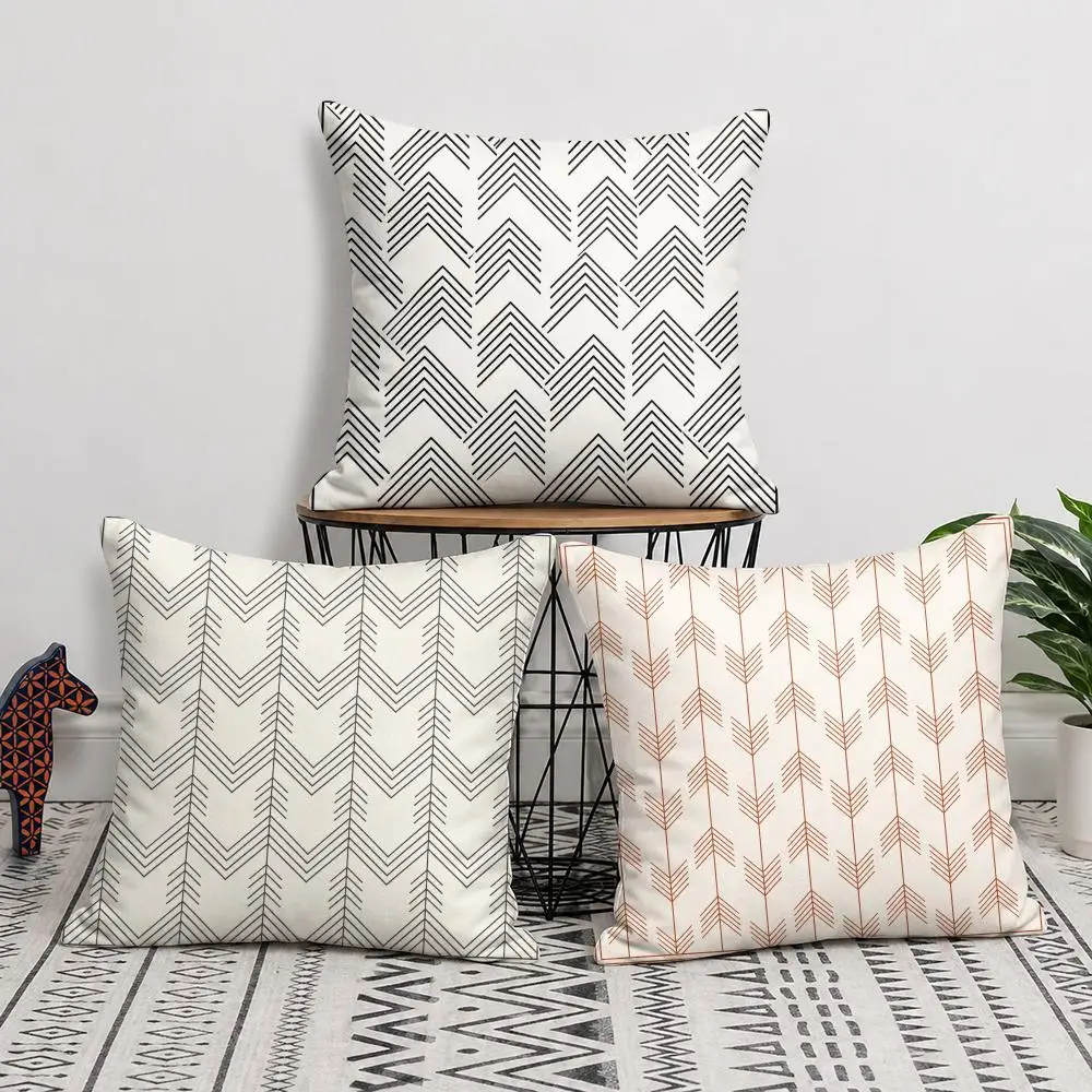 Arrow Chevron Geometric Lines Cushion Cover Soft Short Plush Throw Pillow Cover Cushion Case for Sofa Bedroom Home Decor Gift