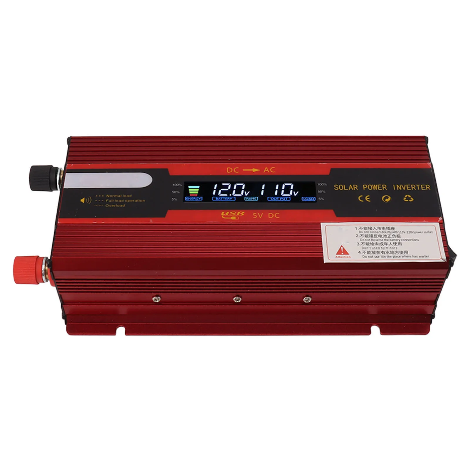 

Car Inverter 4000W with Red LCD Display & Multifunctional Protection 12V/24V DC to AC Inverter for Vehicles - Durable Auto Power
