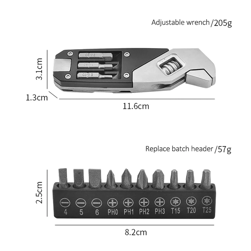 Chiave in acciaio inossidabile chiave regolabile testa di cacciavite sostituibile Set di attrezzi per la casa portatile con custodia