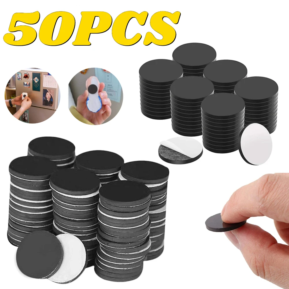 

50pcs DIY Craft Magnetic Dot Stickers Round Durable Peel & Stick Magnet Stickers with Adhesive Backing for Home Office Fridge