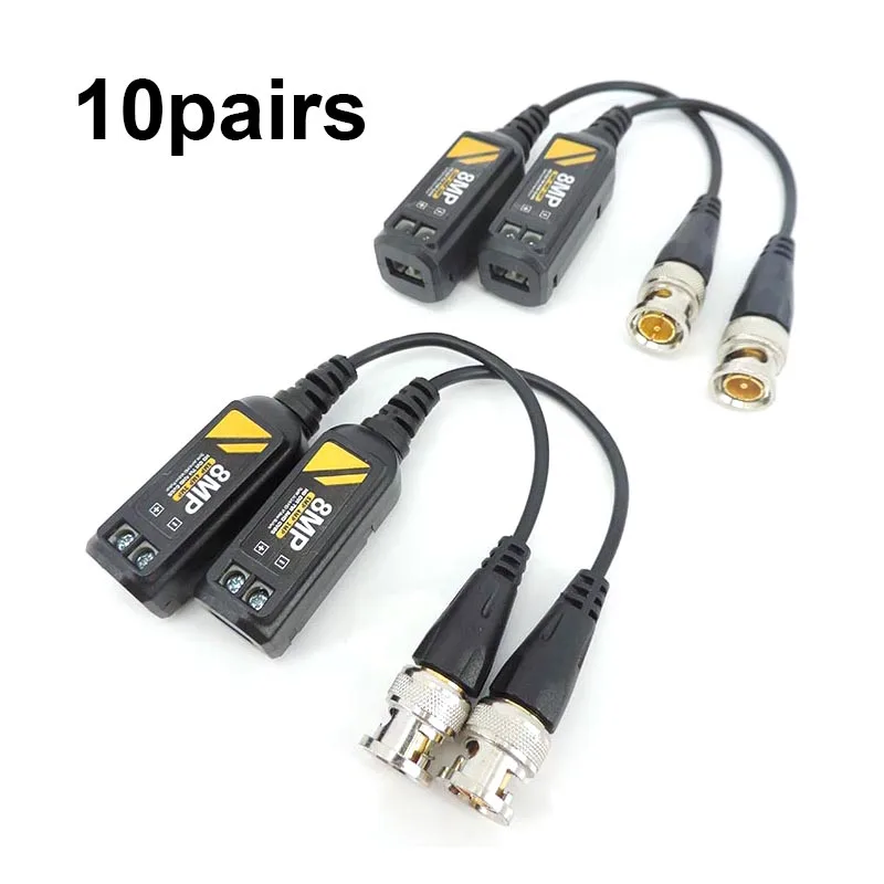 10pairs AHD/CVI/TVI 8MP 4K Twisted BNC CCTV Video Balun passive Transceivers UTP Balun BNC Cat5 CCTV UTP Video Balun W1