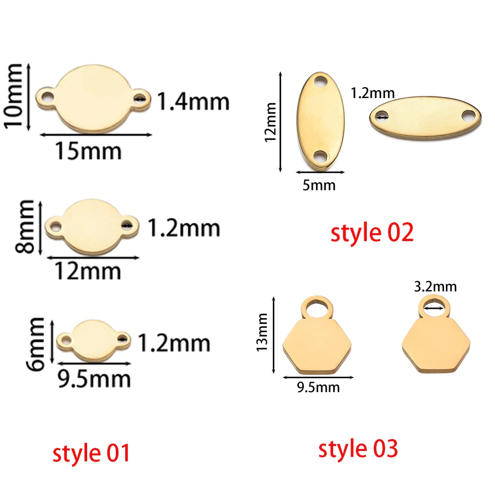 10/20Piece/Pack Stainless Steel Dog Tag Double Hole Hexagon Charms Pendants For DIY Necklace Jewelry Making Accessories