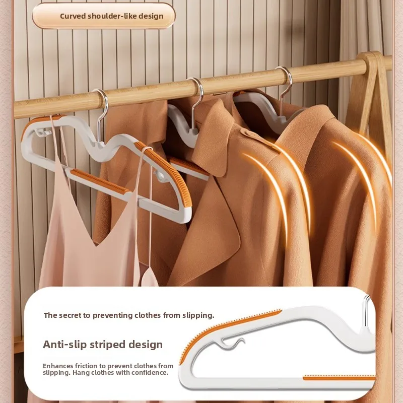 Short Neck Clothes Hanger Home Use Anti-Slip No Trace Short Neck Style Narrow Clothes Hang Anti-Shoulder Angle Space Drying C...