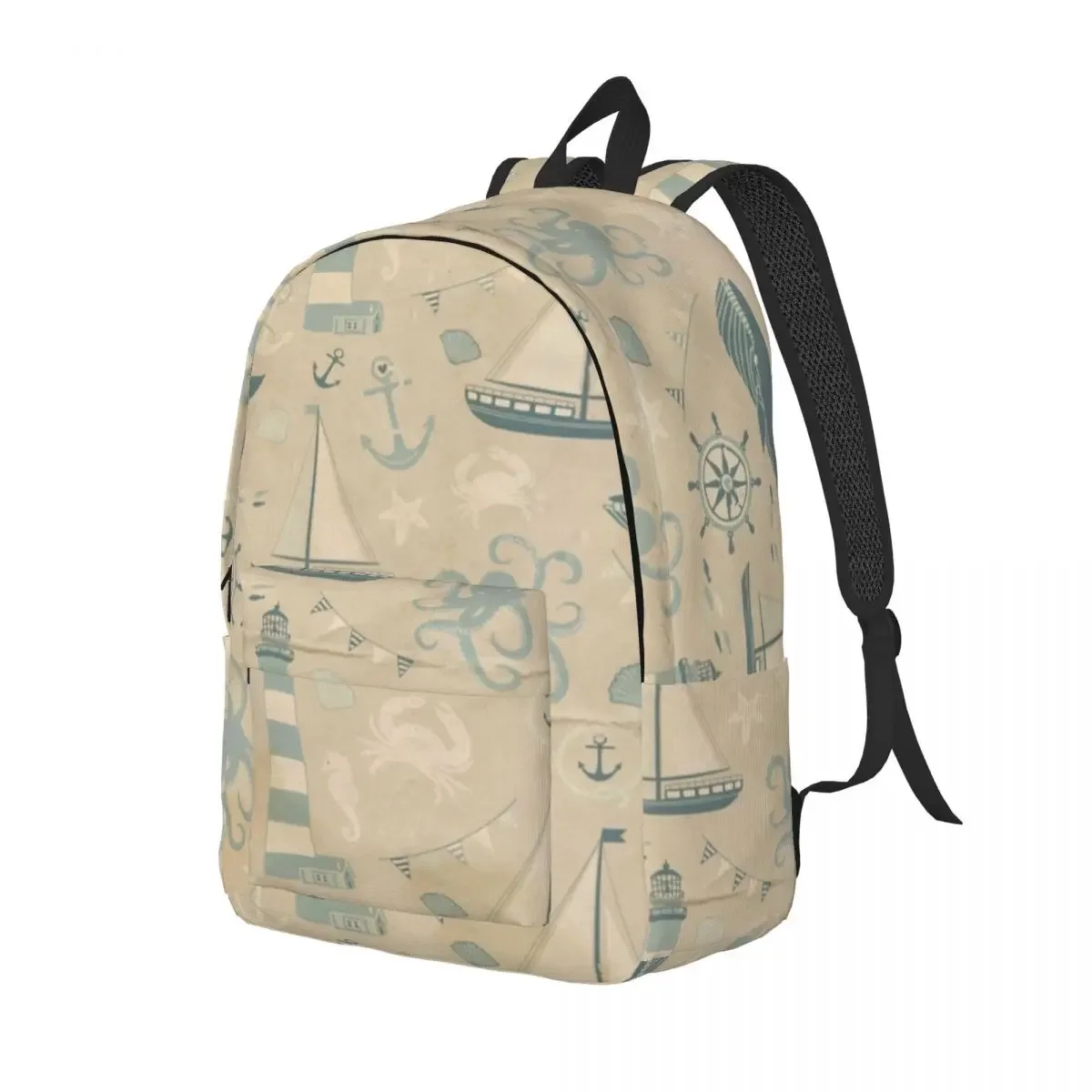 Antique Nautical Pattern Anchor Teenage Backpack Durable Student Hiking Travel Daypack for Men Women Laptop Computer Canvas Bags