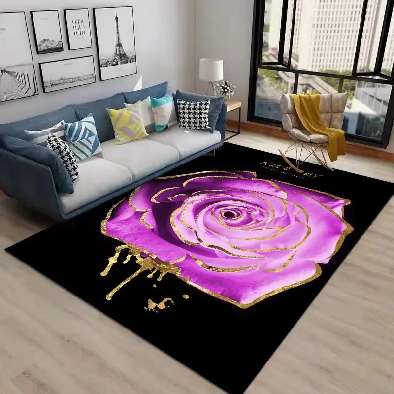 3D Nordic Luxury Flower Floral Area Rug Large,Carpet Rug for Home Living Room Bedroom Sofa Doormat Decor,Kid Non-slip Floor Mats