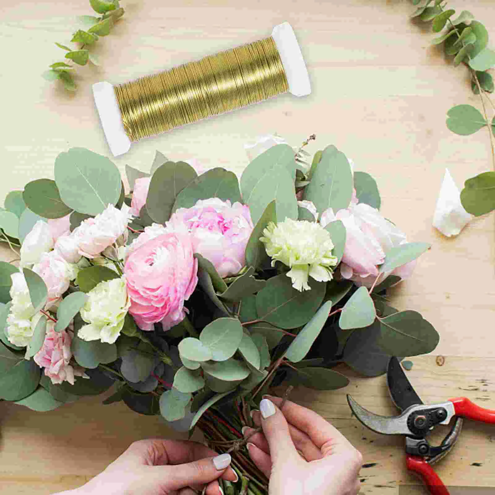 2 Rolls Flower Arrangements Branches Iron Stems DIY Wires Fake Flowers Plant Floral Picks with Artificial