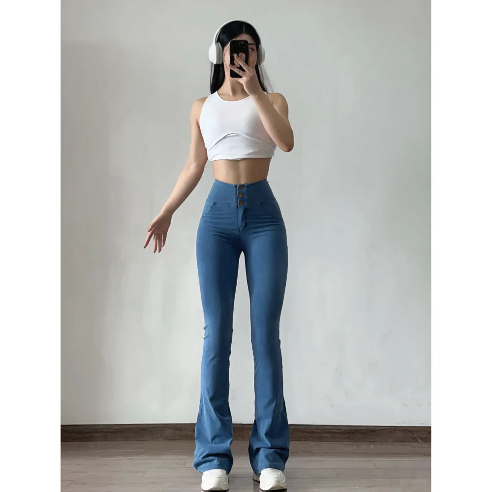 High Elastic Women Yoga Bell-bottoms Sports Gym Fitness Workout Pilates Butt-lifting Pants Comfortable Soft High Waist Pants