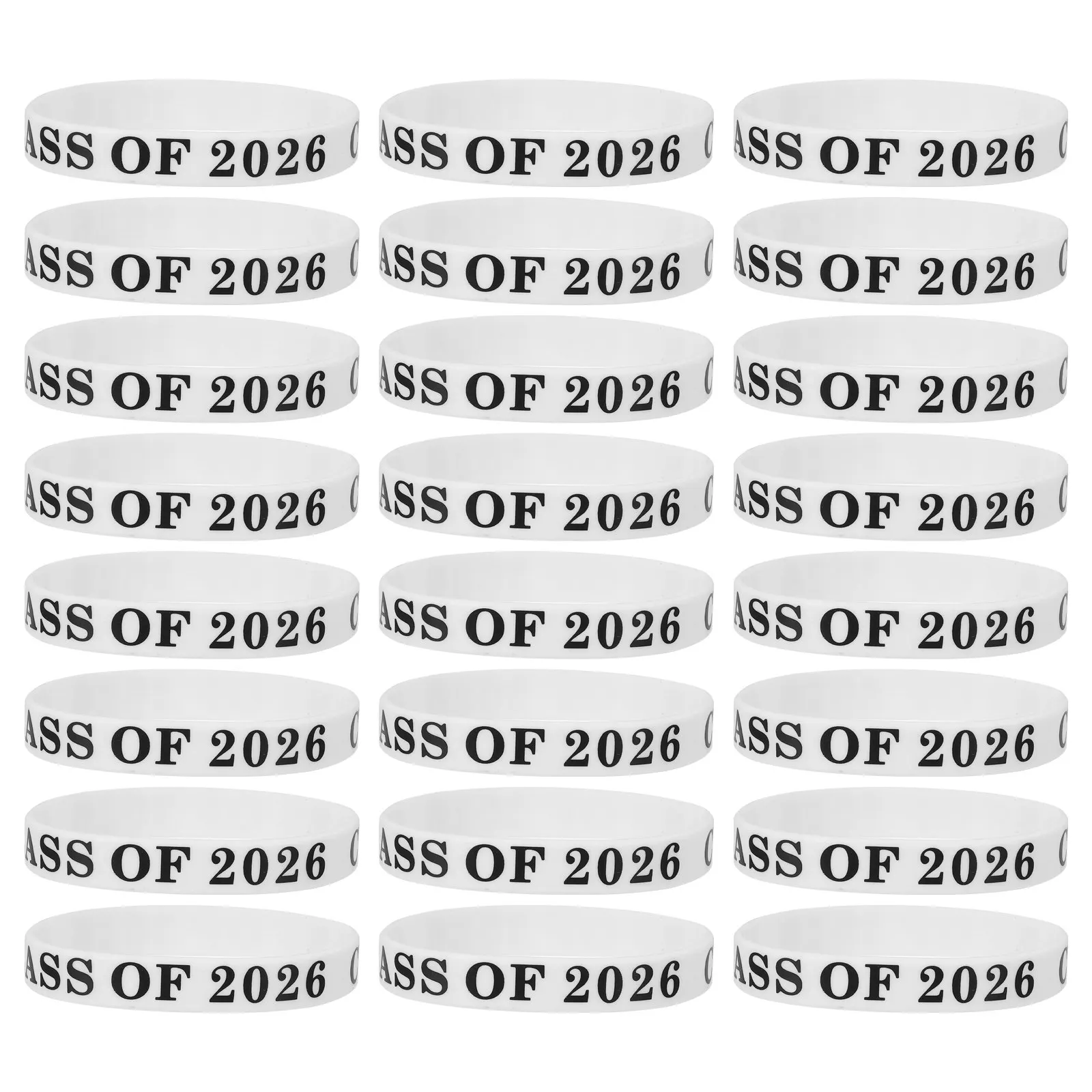 

24 шт. силиконовых браслетов на тему выпускного 2026 года, белые, для празднования выпускного вечера
