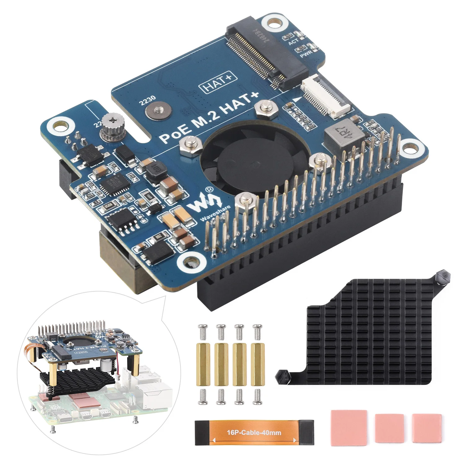 Imagem -05 - Adaptador Waveshare Pcie para M.2 com Função Poe para Raspberry pi Suporta Unidade de Estado Sólido M.2 de Protocolo Nvme