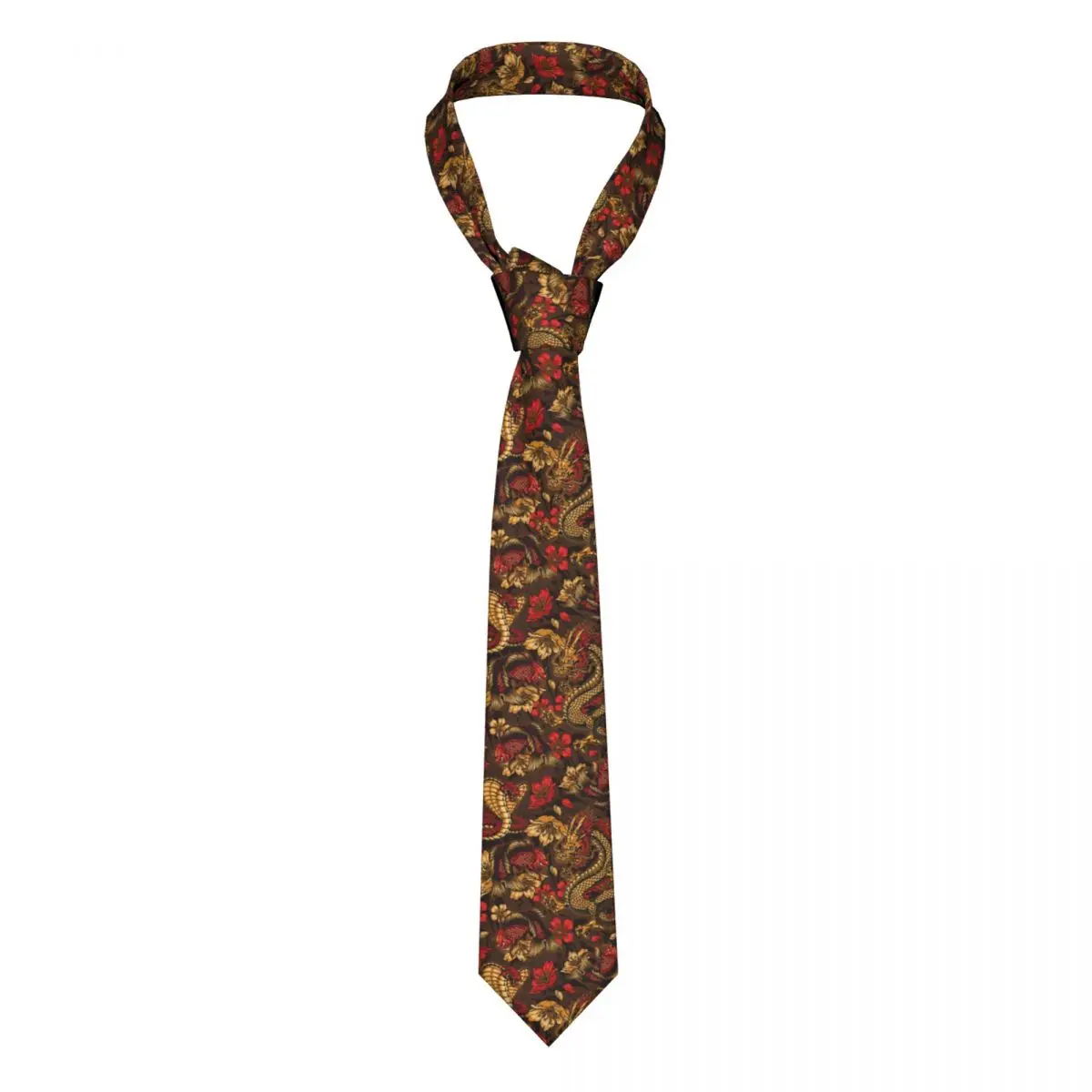 

Carp Snake Flower Tie China Chinese Dragon Cool Ties Daily Wear Cravat Street Necktie Polyester