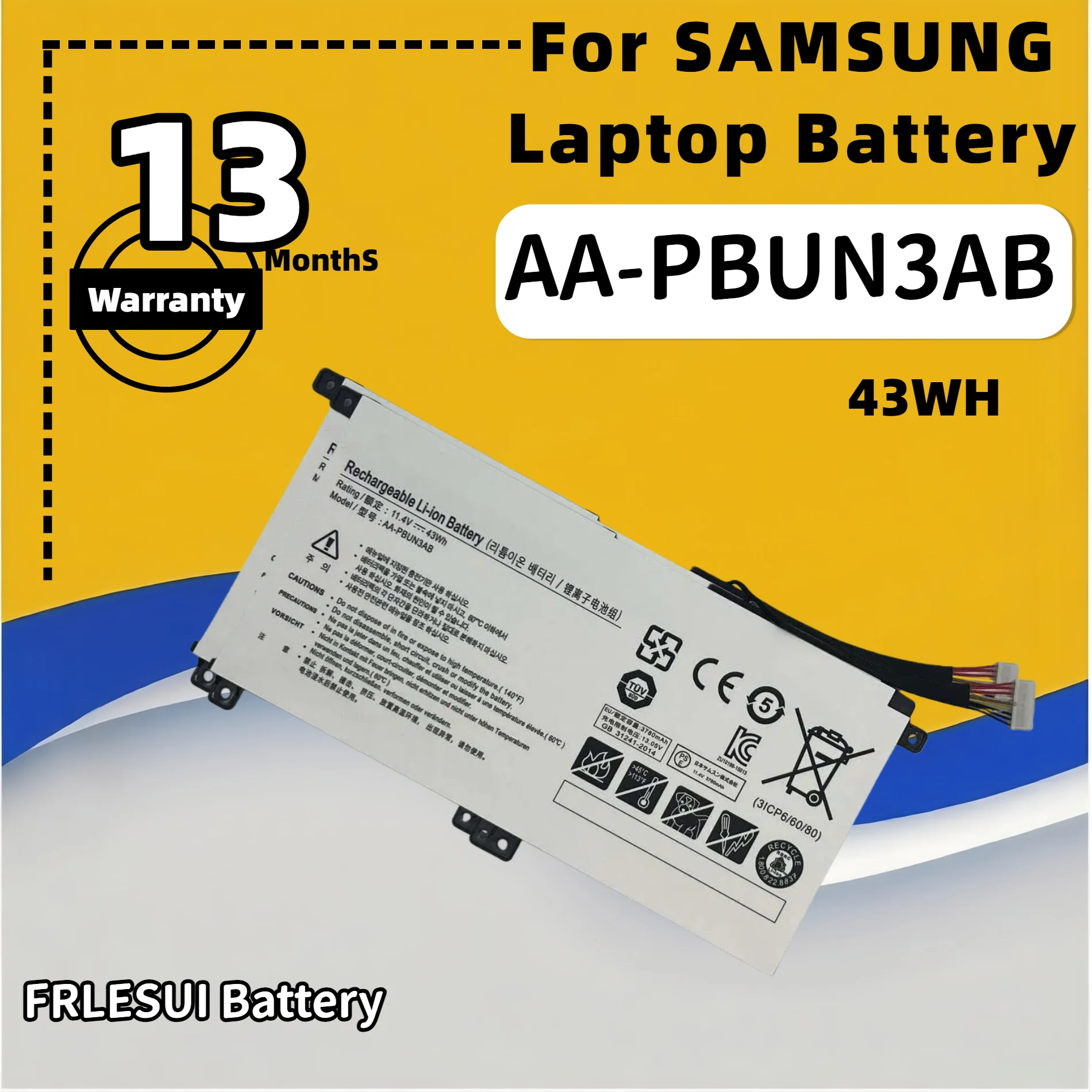 

FRLESUI for Samsung NP530E5M NP740U3M NP740U5M Notebook 5 NP550XTA NP300E5K NP730QAA NP800G5M AA-BPUN3AB Laptop Battery